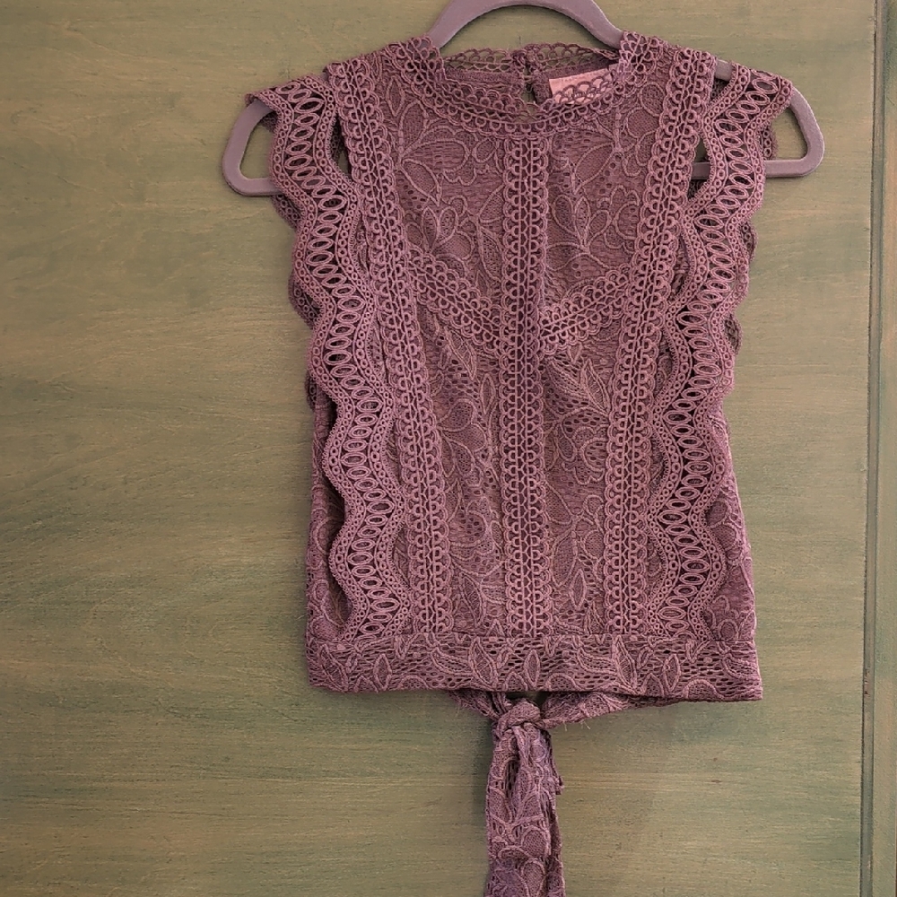 Willow Lace Cap Sleeve Blouse - Mauve